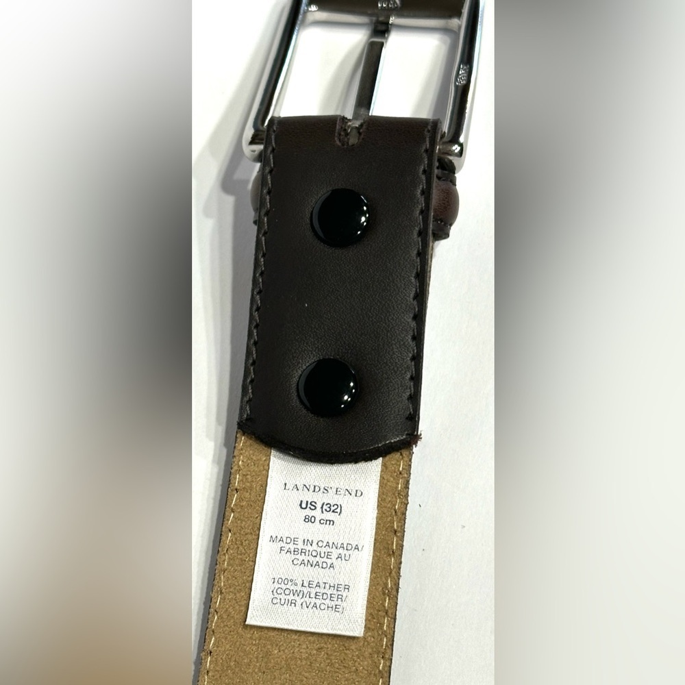Lands' End Dark Brown Leather Dress Belt Made in Canada Men's Size 32 (80cm) - Picture 6 of 9